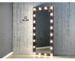 Гримерное зеркало бело-черная патина 180х80 с подсветкой