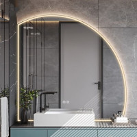 Полукруглое зеркало c подсветкой для ванной комнаты Бауру-П