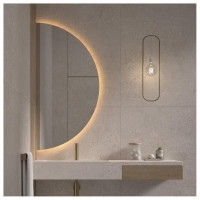 Полукруглое зеркало c теплой подсветкой для ванной комнаты Сузану