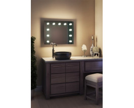 Зеркало в ванную комнату с подсветкой лампочками Виктория